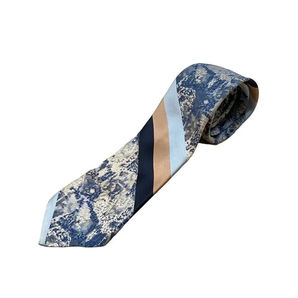 Vintage 70’s Oleg Cassini by Burma Mixed Media Blue Tie‎